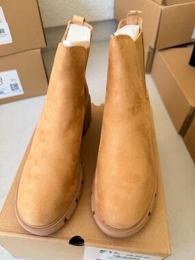 Tan Suede Chelsea Lug Boots